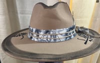 Image 1 of Tan Fedora Painted Feathers & Print Band