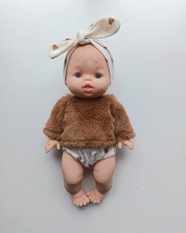 Tenue pull fourrure camel