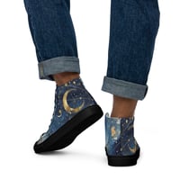 Image 4 of Celestial Constellation Night Sky Stars and Clouds Painting Men’s High Top Canvas Shoes