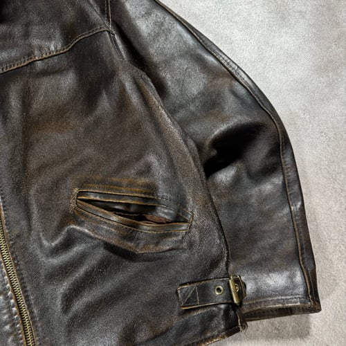 Image of 1990s Heavyweight Cropped Leather Jacket, Size Medium