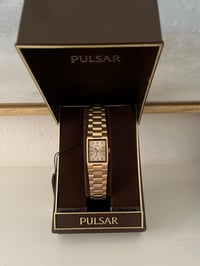 Image 1 of Vintage Pulsar By SEIKO Gold Matte Finish Strap- NEW IN BOX with Tag✨ 