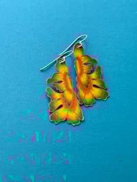 Image 4 of Cut Out Florat Vintage Tin Sterling Silver Earrings