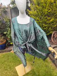Image 8 of Kimono and cami top Set-dark green and black grey
