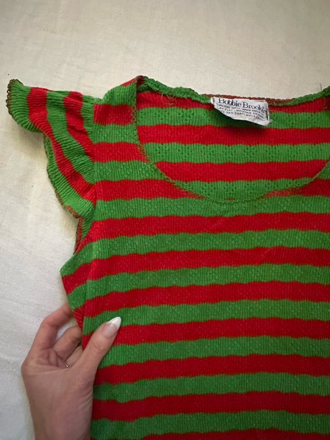 early 70s pointelle knit stripe tee