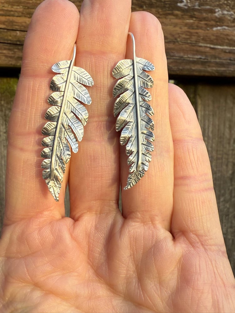 Image of Sterling Cinnamon Fern Earrings