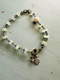 Image 16 of prehnite pearl charm bracelet in 14k and sterling silver