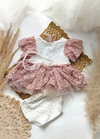 Image 1 of Photoshoot Set for Sitter baby girl - Sophie - age 9-12 months (off white and dusty pink)
