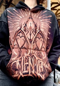 Image 1 of “Mente” calligraphy bleach art on unisex hoodie - size M - 1of1