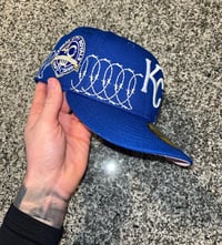 Image 2 of PINK BRIM FULL BARB KANSAS CITY ROYALS CUSTOM FITTED CAP