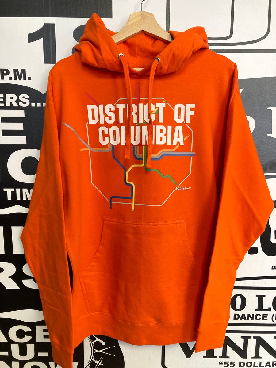 Image of "DISTRICT OF COLUMBIA SUBWAY" Orange Hooded Sweatshirt