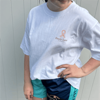 Image 2 of Dusty Lane Pink Ribbon Breast cancer  Oversized Tee 