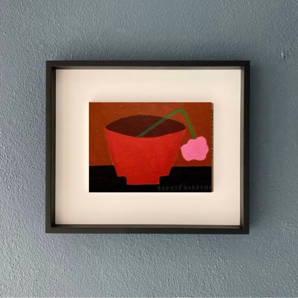 Image of Red Bowl and Flower