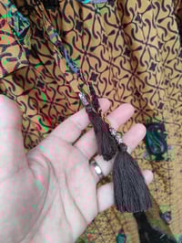 Image 3 of S/ M Sari PJs and matching dust bag with tassel mustard brown jade 
