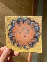 Image 1 of Sleepy Flower. - Handmade ceramic tile with illustration