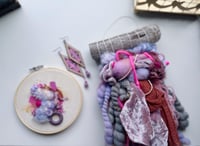 Image 2 of Pink & Purple Fiber Art Pack | Weaving, Earrings & Embroidery Set