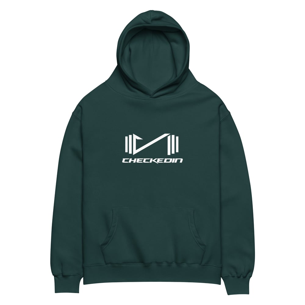 Image of Checkedin Oversized Graphic Hoodie (Pine)