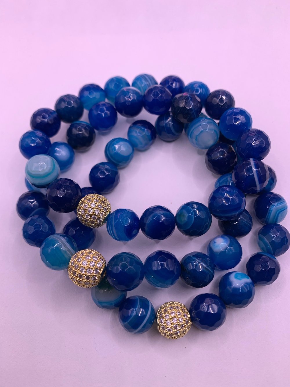 Image of Gold Blue Jazz Beaded Bracelet (1pc)