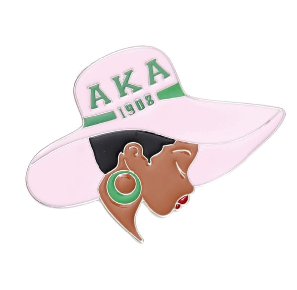 Image of Pink Green Greek Letter Hat 