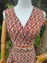 Image 8 of Pasha Co ord set top and frill wrap skirt - Brown