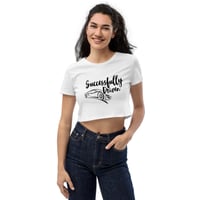 Black Successfully Driven Print - White Organic Crop Top