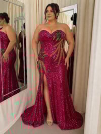 Image 1 of Fuchsia Sequin Bloom Gown 