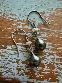 Image 8 of peacock pearl and boulder opal earrings