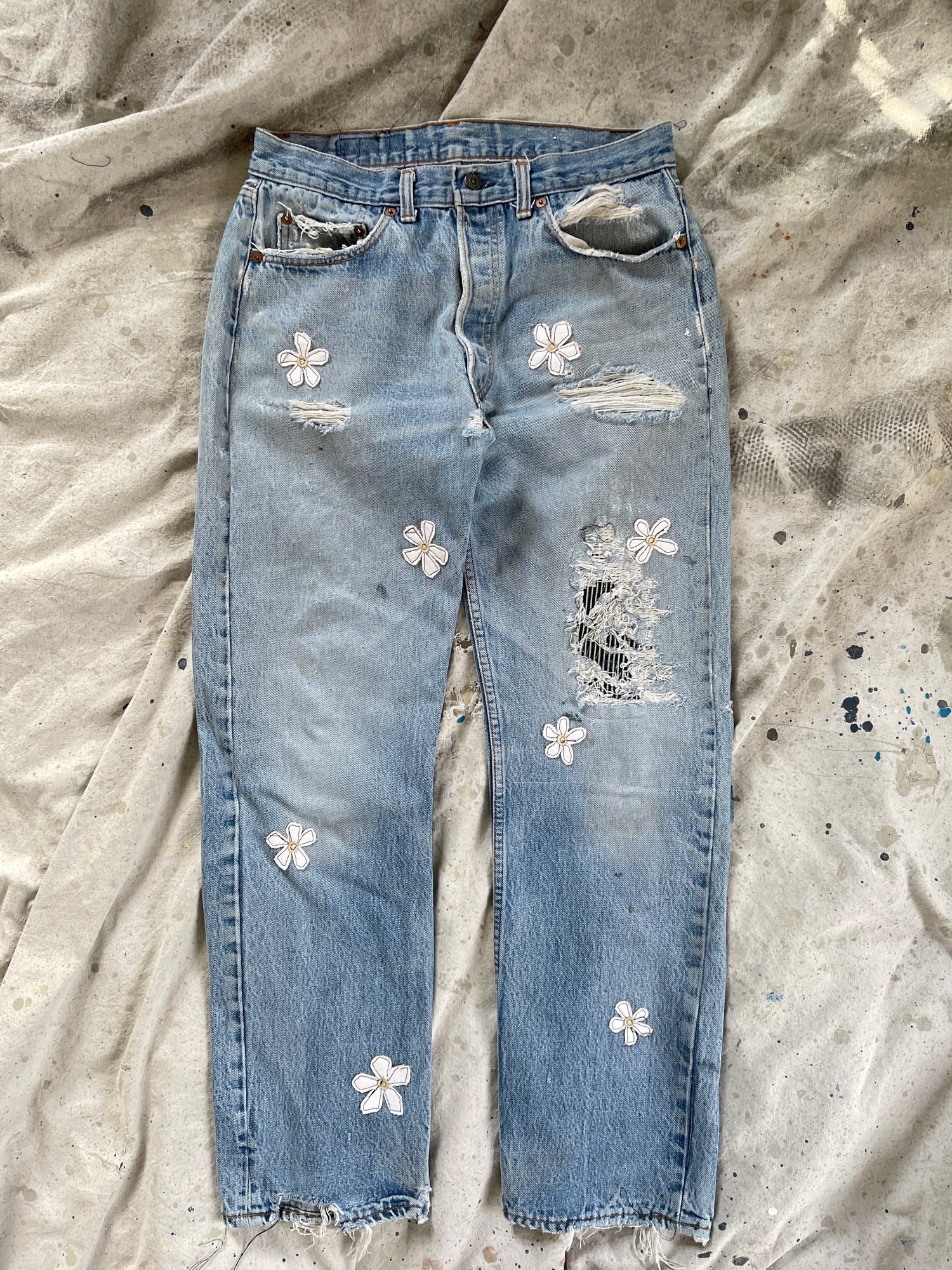 Image of Floral repaired jean 