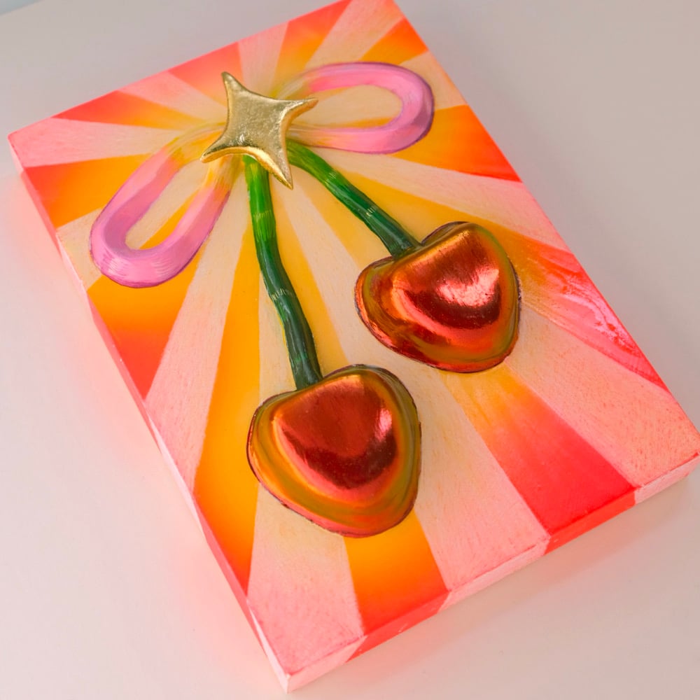 Image of 🍒 CHERRY ✧ Original 3D Mixed Media Painting