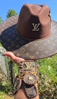 Image 1 of Fedora hat & 4 Stack Bracelets 