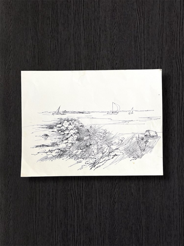Image of VINTAGE DUTCH DRAWING: LANDSCAPE #9