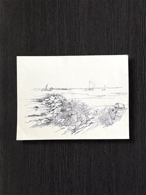 Image of VINTAGE DUTCH DRAWING: LANDSCAPE #9
