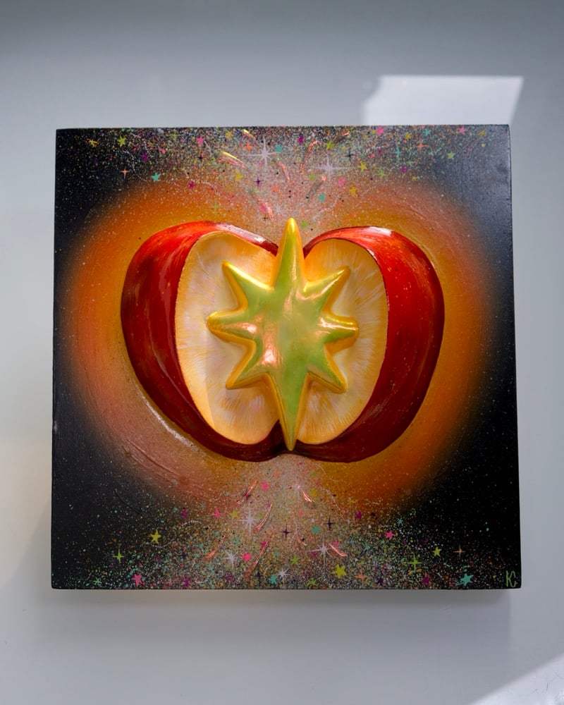 Image of APPLE CORE ✧ Original 3D Mixed Media Painting