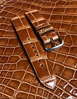 Image of Honey Gold Glazed Alligator Watch Strap