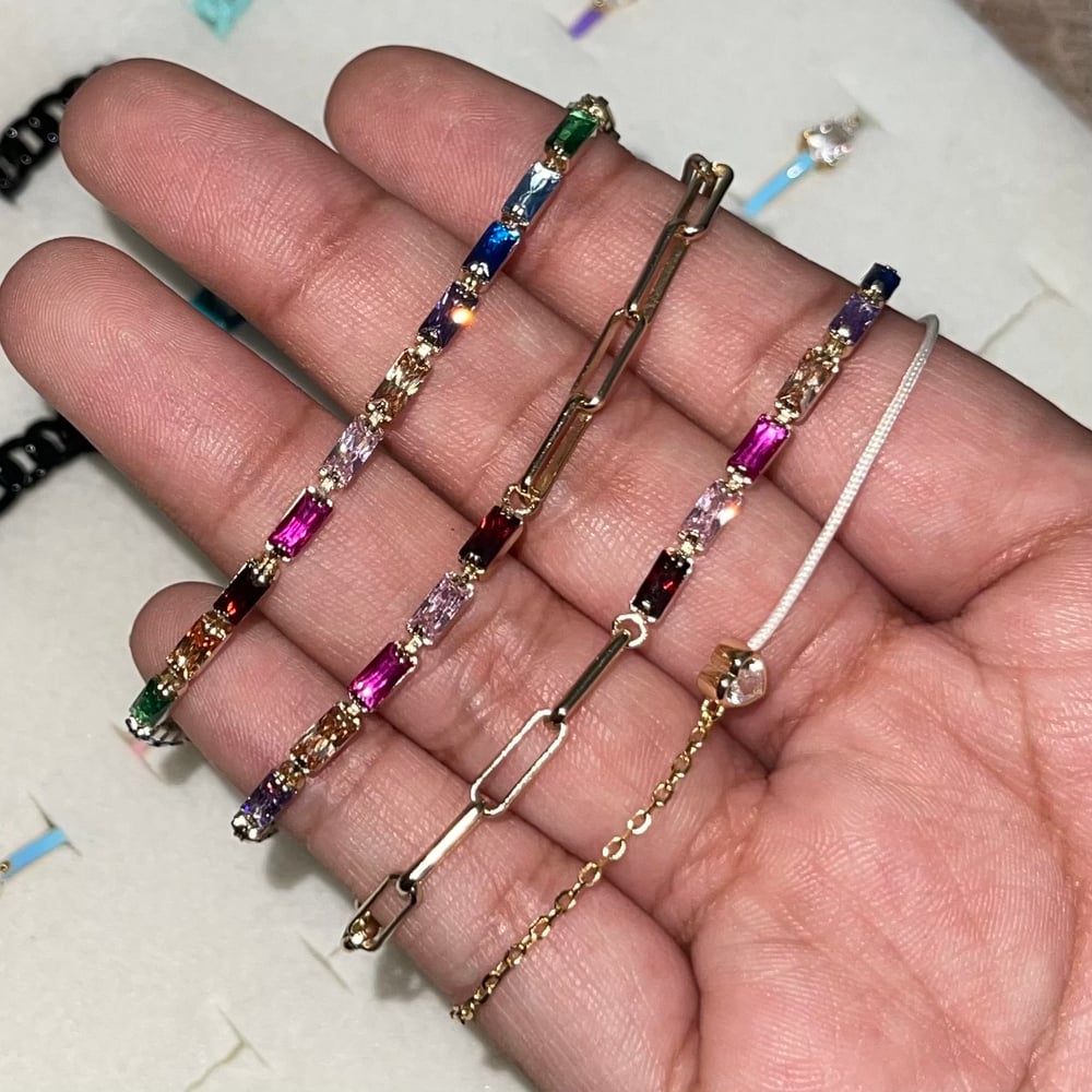 Image of Half and Half colorful link Bracelet