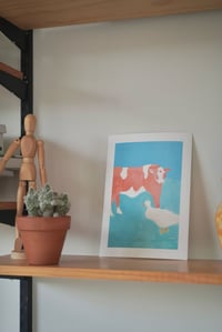 Image 1 of Bubblegum Cow and Goose Print