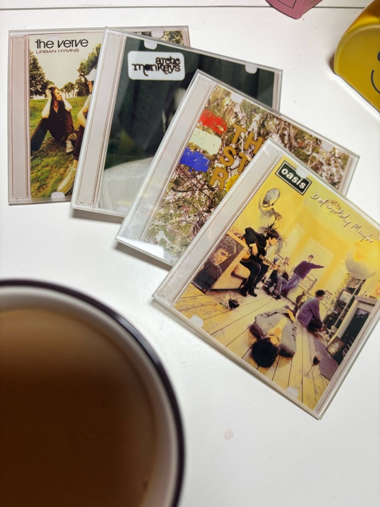 Image of Retro style CDs artist glass coasters set of 4 