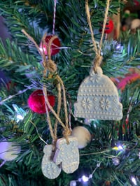 Image 6 of Ceramic Winter Hat and Mittens. Set of 3