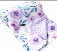 Image 5 of Lavender Floral Minky Dot Baby Blanket & Pillow Cover or Purchase Separately 