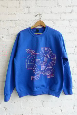 Clark Derbes / Sweatshirt, Pink on Blue, Medium