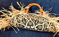 Image 2 of Brown and tan placemat purse with tan leather