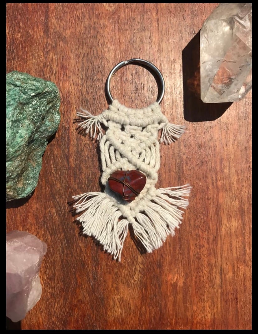 Image of Macrame Crystal Keyrings