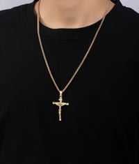Image 3 of Men Cross necklace pendant and twisted chain