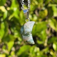 Moss Agate Moon Necklace 