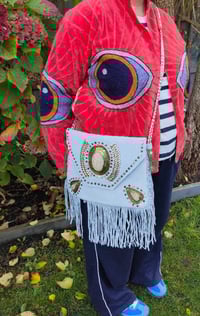 Image 8 of Wanderlust - Velvet evil eye protection jacket - Coral 6- 14 uk