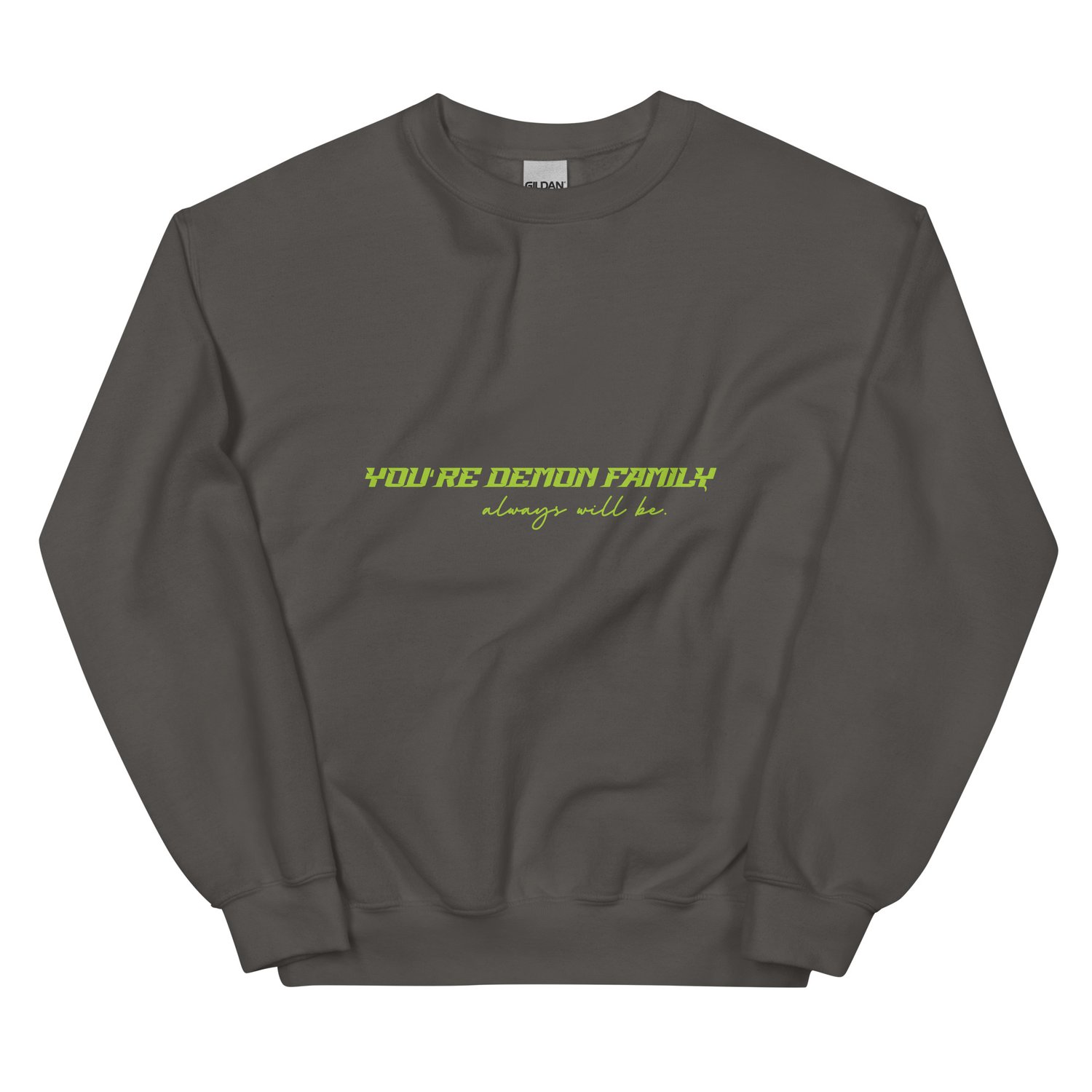 Image of Officially licensed demon family green with back design Unisex Sweatshirt
