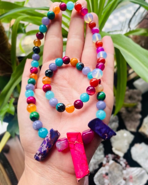 Image of Rainbow chakra prayer beads 