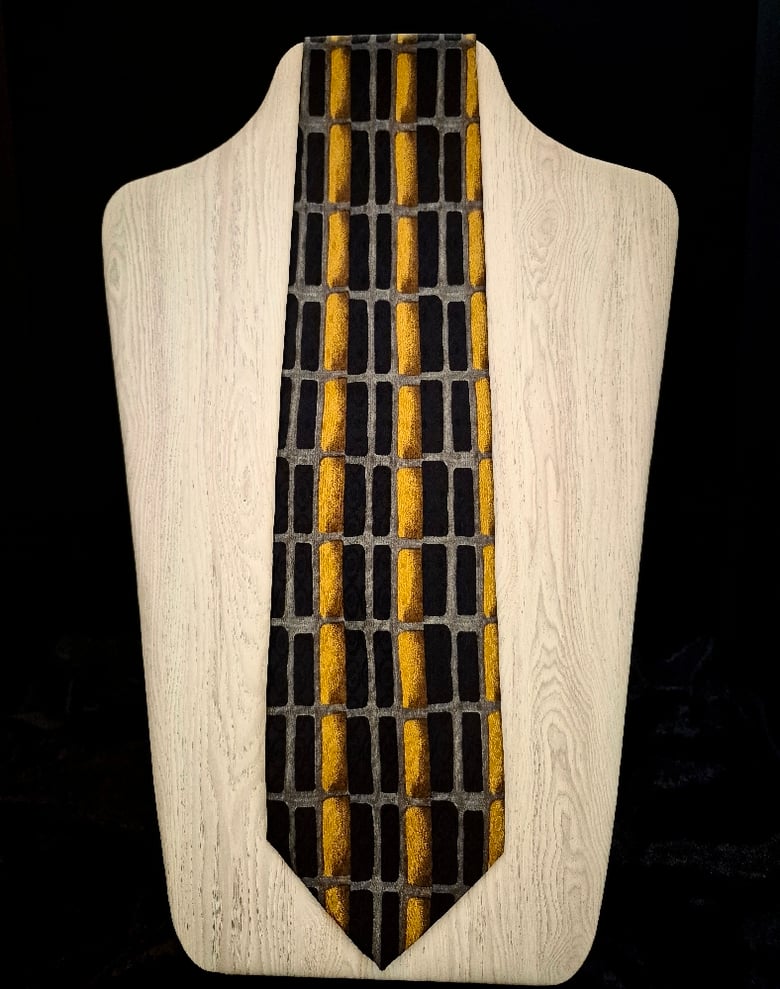 Image of Black Gray & Gold Men's Necktie 