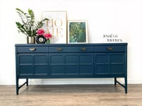 Image 1 of Mid century modern Upcycled dark teal Nathan Squares SIDEBOARD - DRINKS CABINET - TV UNIT