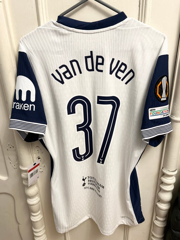 Image of Tottenham Hotspur “VAN DE VEN 37” Vaporknit 2024/25 Home Europa Final Shirt,  Large