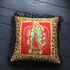 Leopard print fabric and red virgin of Guadalupe cushion cover with gold fringe Image 8